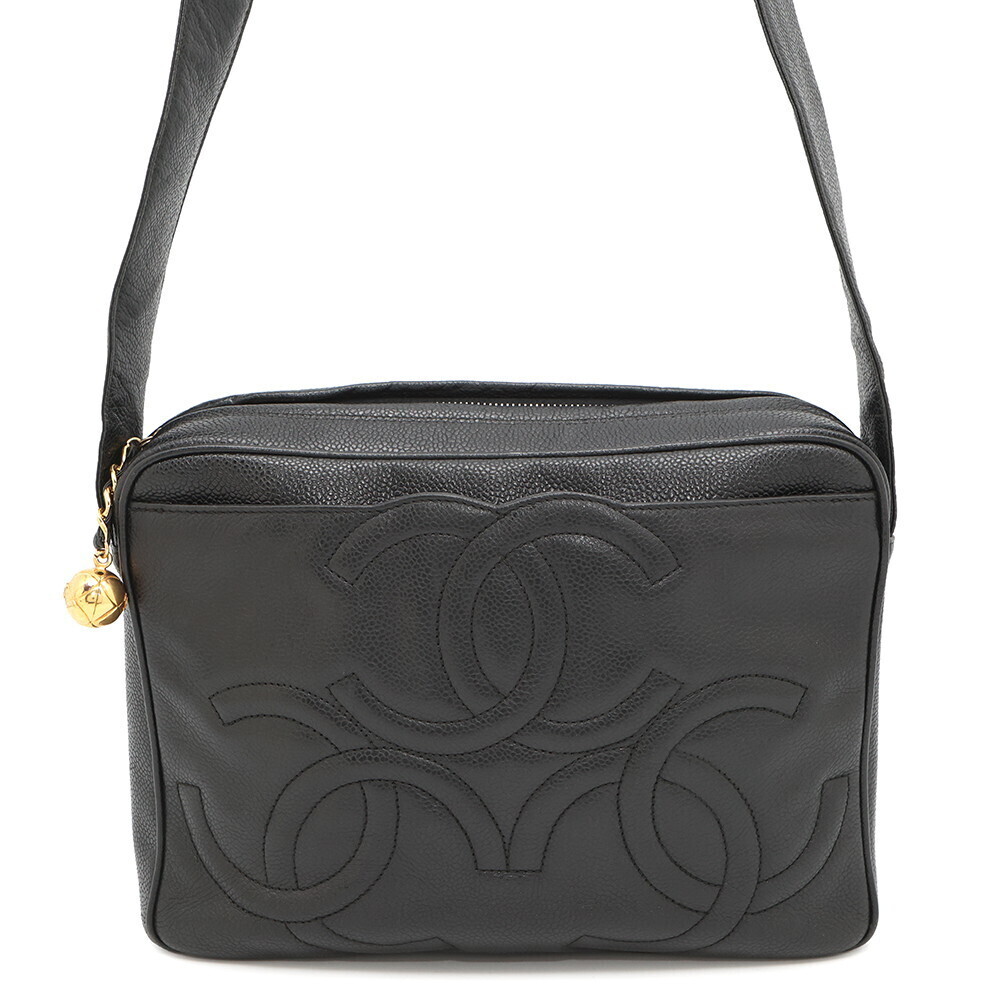 Chanel Triple Coco Caviar Skin Shoulder Bag Black